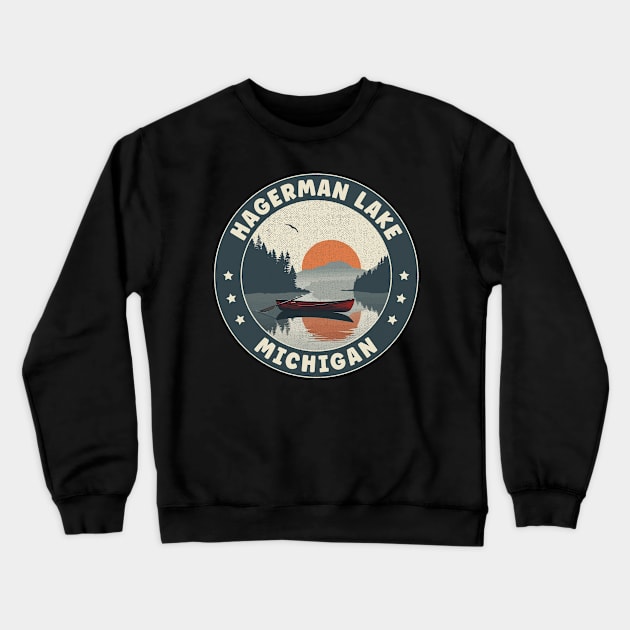 Hagerman Lake Michigan Sunset Crewneck Sweatshirt by turtlestart